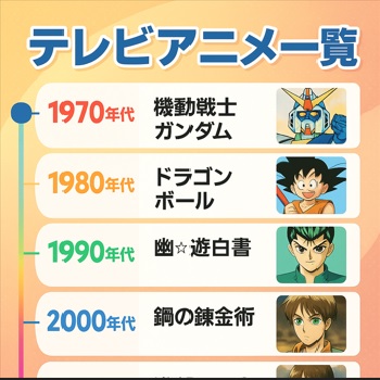 テレビアニメ一覧年表を振り返りましょう♪